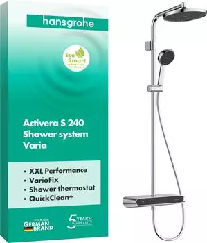 Hansgrohe Activera S Aufputz-Duschsystem mit Thermostat, 240mm, 1jet, chrom (28638000)