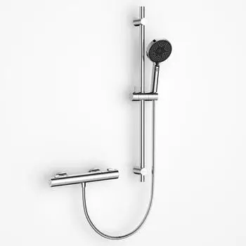 LuxusKollektion Duschsystem mit Thermostat, Chrom, Brausestange 70cm, 3-Strahl-Handbrause