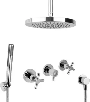 PaulGurkes Duschset Unterputz Deckenmontage, runde Regendusche