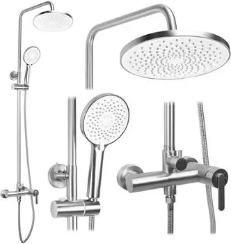Rea Ontario Duschset Wandmontage gebürstetes Nickel (REA-P5506)