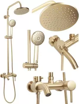 Rea Luis Brush Duschset zur Aufputzmontage, gebürstetes Gold (REA-P7051)