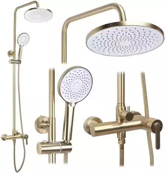 Rea Ontario Duschset Wandmontage mit Kopfbrause, gold (REA-P9494)