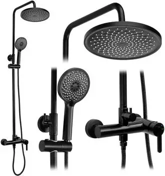 Rea Ontario Duschset Aufputz, schwarz, h&ouml;henverstellbar 740-1240mm (REA-P5712)