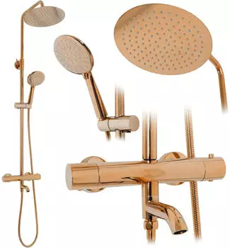 Rea Lungo Duschset Wandmontage mit Thermostat, kupfer (REA-P7997)