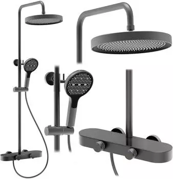 Rea Cris Duschset Wandmontage mit Kopfbrause graphit (REA-P0358)