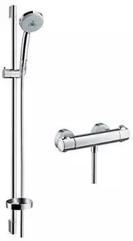 Hansgrohe Croma 100 Brausesystem Aufputz Multi mit Ecostat Comfort Thermostat und Brausestange 90 cm (27085000)