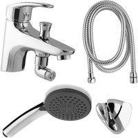 PaulGurkes Wannenset Aufputz Armatur mit Umsteller Handbrause Metallschlauch