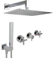 PaulGurkes Regendusche 30cm unterputz mit Wandarm Komplett Set Messing