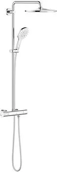 GROHE Rainshower SmartActive 310 Duschsystem mit Thermostatbatterie Rund mit EcoJoy und Mono Kopfbrause Moon White (26648LS0)