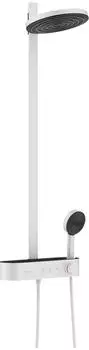 HANSGROHE Pulsify Showerpipe 24241700 mit Brausethermostat Shower Tablet Select 400, EcoSmart, mattwei&szlig;