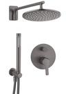 DEANTE Duschsystem Unterputz mit Regendusche und Armatur titanium, B/H/T: 25/130/21 cm