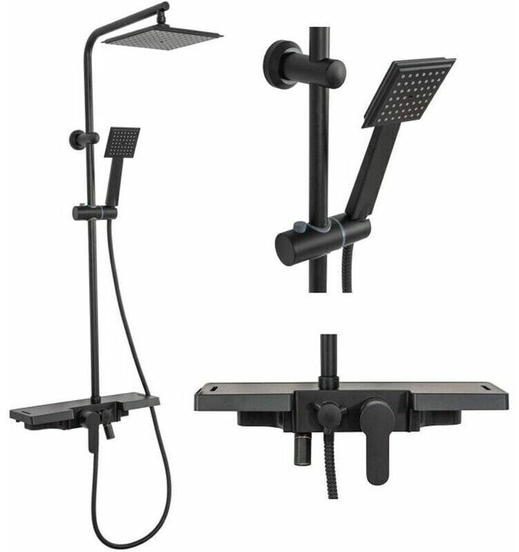 Ideal Standard Cerafine O Duschsystem | Einhebel-Armatur, Regen- & Handbrause | Silk Black, Aufputz