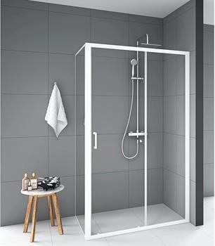 Aurlane Eckdusche mit Schiebet&uuml;r Klarglas wei&szlig; 80 x 120 cm (FAC840W)