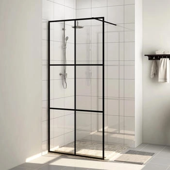 vidaXL Duschwand für Begehbare Dusche mit Klarem ESG Glas Schwarz (151024)