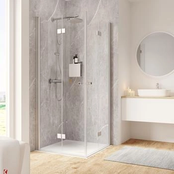 Schulte Eckeinstieg mit Drehfalttür Garant 2.0 ExpressPlus 90 x 90 cm Klarglas Aluminium (EP8872418 01 500 02 12 45)