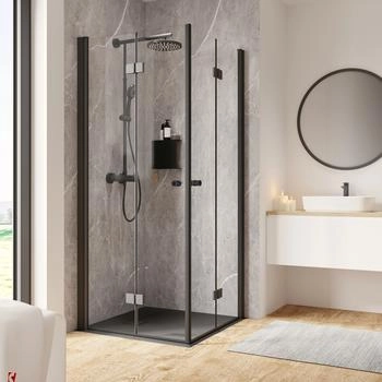 Schulte Garant 2.0 Eckeinstieg mit Drehfalttür mattschwarz 90 x 90 x 200 cm (EP8872418 68 500 68 12 45)