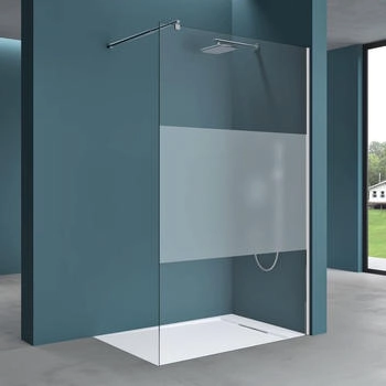 Mai & Mai Walk-In Duschwand 120x200cm Klarglas mit Milchglas Streifen Nano (23558)
