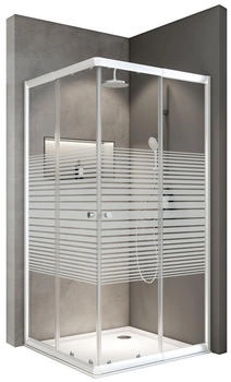 Schulte Sunny Eckdusche 75-90x175 Aluminium Silber Dekor Querstreifen (D19447 04 72)