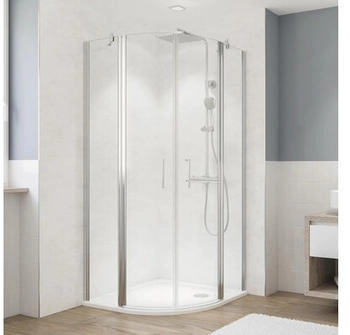 Breuer Fara 5 90 x 80 x 190 cm Radius 500 Profil silber Klarglas Reversibel (0196001001016)