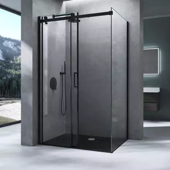 Mai & Mai Rav19 Duschkabine Schiebetür 120x90x195cm ESG Nano Schwarz (Rav19)