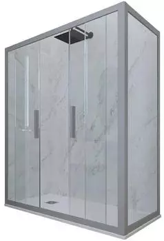 Forte Glam Duo Dreiseitige Duschkabine Klarglas Silberprofil 80x150cm (GLAM DUO)