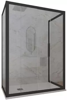 Forte Deco Trio Dreiseitige Duschkabine Klarglas 80x130x80cm H200 Schwarz