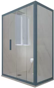Forte Deco Duo Eck-Duschkabine Klarglas Marineblau 75x100cm H200