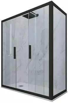 Forte Glam Duo Eck-Duschkabine Klarglas Schwarz-Profil H200