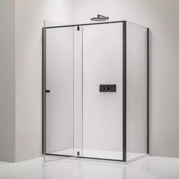 Bernstein NT606 FLEX Eckdusche mit Dreht&uuml;r, 6mm Nano Klarglas, Schwarz matt (NT606)
