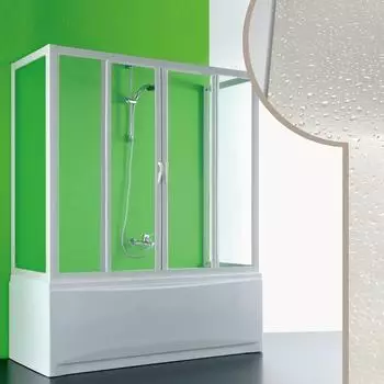 Forte Badewannenaufsatz 3-seitig Crilex Acryl PVC 2 Gleittüren (Plutone 2)