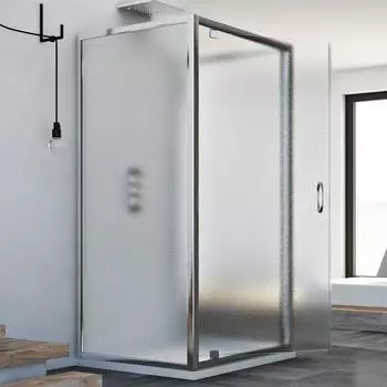 Idralite Duschkabine Dreiseitig Schwenktür Zentral Strukturglas 75x80x75cm