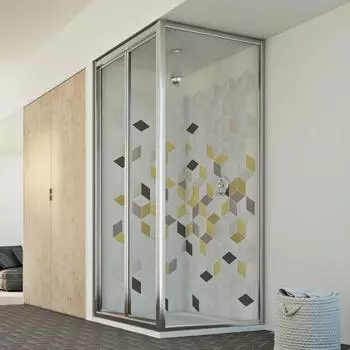 Idralite Eckduschkabine Falttür mit 1 Seitenwand ESG-Klarglas 80x70cm H198