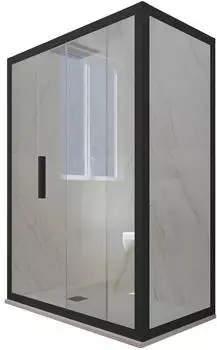 Forte Deco Duo Eck-Duschkabine Klarglas Schwarz 80x140cm H200
