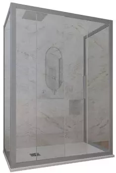 Forte Deco Trio Dreiseitige Schiebe-Duschkabine Klarglas Silberprofil 75x110x75cm