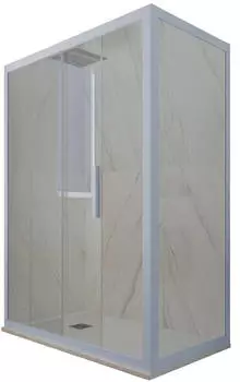 Forte Deco Duo Eck-Duschkabine Klarglas, Vintage-Blau Profil (70x110cm)