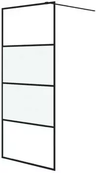 vidaXL Duschwand f&uuml;r Begehbare Dusche Schwarz 90x195cm Halbmatt ESG (152126)
