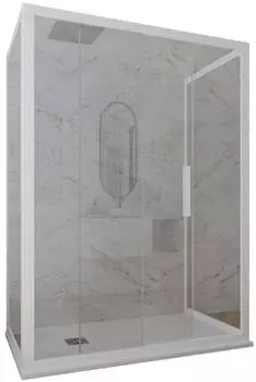 Forte Glax 3 Lati Dreiseitige Duschkabine Klarglas PVC-Profil weiß 75x150x75cm H200 (GLAX 3 LATI)