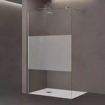 doporro Bremen2MS Duschwand Walk-In 100x200cm, 10mm ESG-Glas, Milchglas-Streifen (Bremen2MS)
