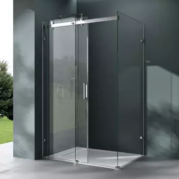 Mai & Mai Eckdusche Schiebetür 8mm ESG Nano 80x105cm H:195cm (R17-2)