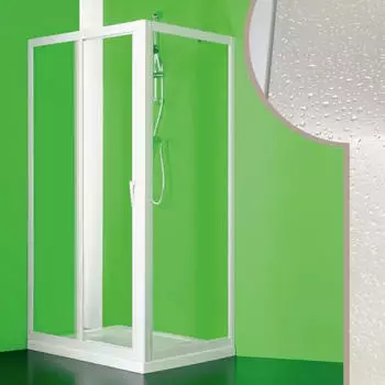 Forte Eck-Duschkabine 100x80cm Gleittür PVC Crilex Acryl Weiß