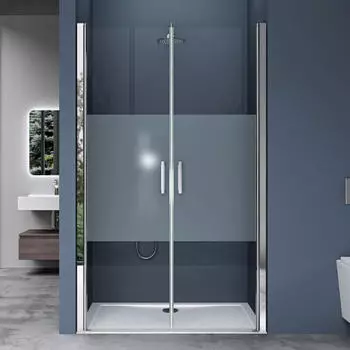 doporro Teramo24MS Nischent&uuml;r Dreht&uuml;r 90cm, 195cm, ESG Milchglas-Streifen (Teramo24MS)