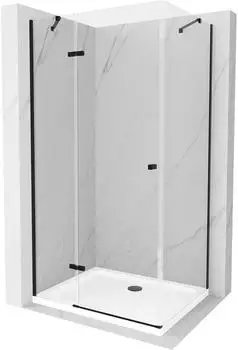 Mexen Roma Duschkabine mit Schwenktür 80x120cm, transparent/schwarz + Duschwanne Flat weiß (854-080-120-70-00-4010B)