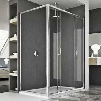 Idralite Replay Duo Eckduschkabine 2 Türen Schiebetür Klarglas 170x75cm H185 (Replay Duo)
