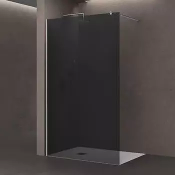 doporro Bremen02VG Duschwand Walk-In 130x200cm, Grauglas 10mm, Chromprofil (Bremen02VG)