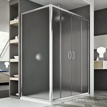 Idralite Replay Duo Eckduschkabine 2 Schiebetüren Strukturglas 170x70cm H185 (Replay Duo)
