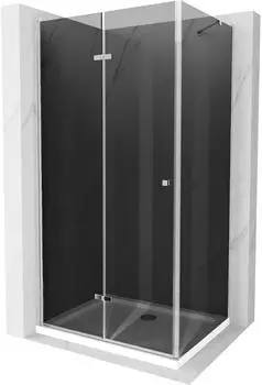 Mexen Lima Faltbare Duschkabine 70x110cm, Graphit/Chrom + Flache Duschwanne, Weiß (856-070-110-01-40-4010)