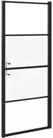 vidaXL Duscht&uuml;r 91x195 cm Halbmatt Hartglas Schwarz