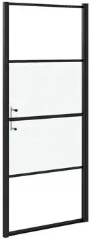 vidaXL Duscht&uuml;r 91x195cm halbmatt Hartglas, Schwarz (151866)