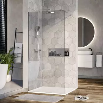 Bernstein Duschabtrennung Walk-In EX101 Klarglas 8mm 100cm Ausziehbare Stange (EX101)