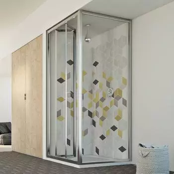 Idralite Eckduschkabine Falttür mit 1 Seitenwand ESG-Klarglas 90x75cm H198